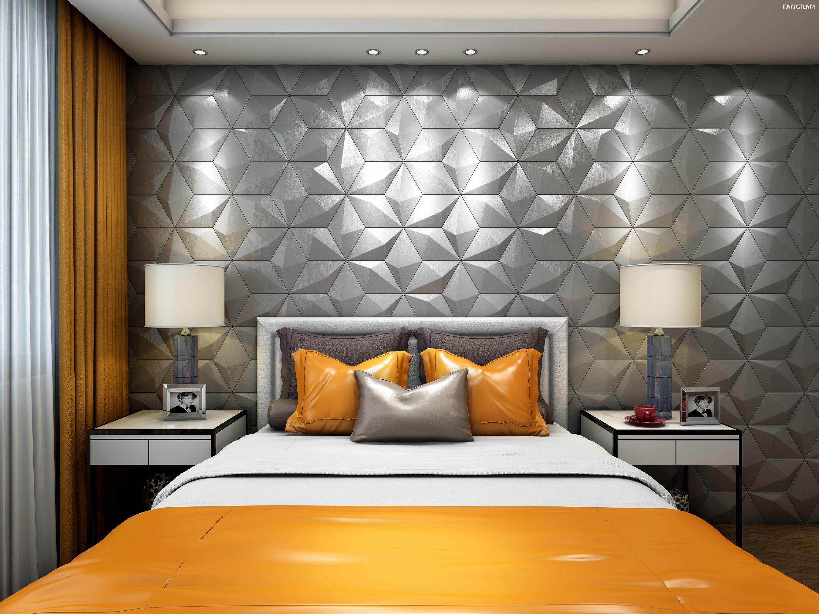 Pu Leather Blue Hotel 3D Wall Panel
