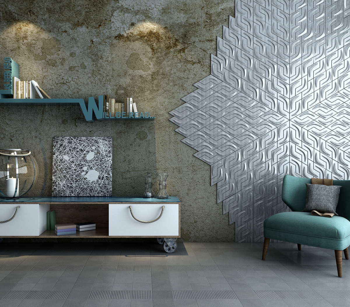 Moisture Proof Golden Indoor 3D Mosaic Tile