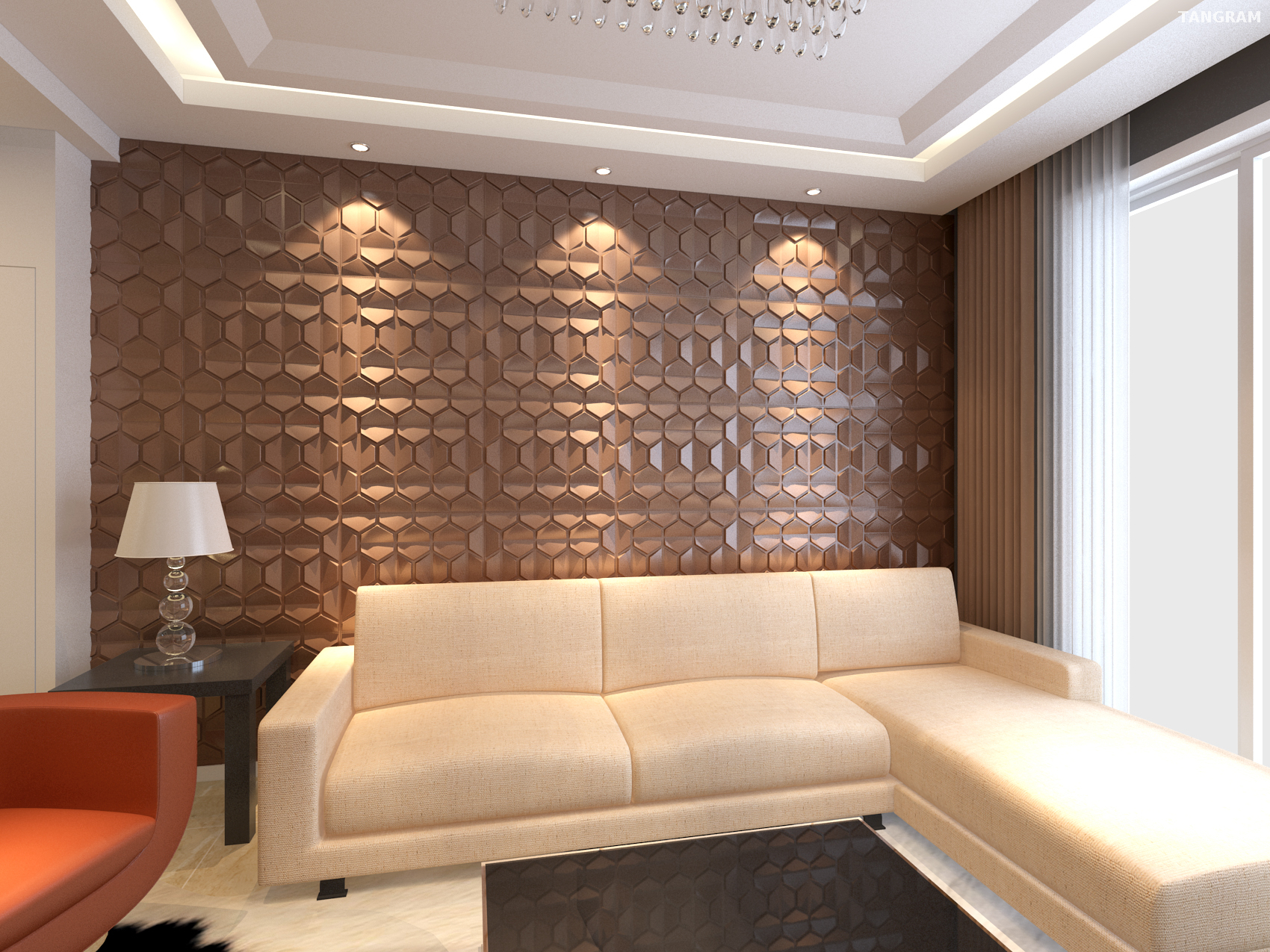 Soft Champagne Office 3D Wall Panel